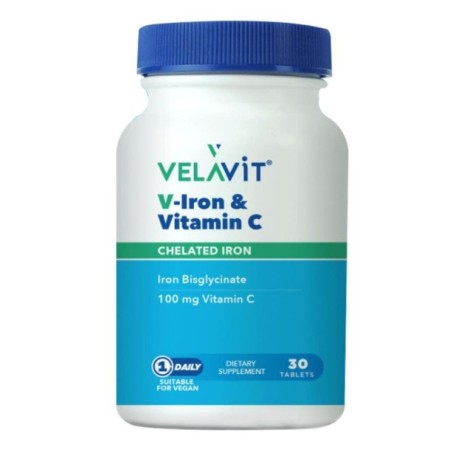 Velavit V-Iron & Vitamin C İçeren Takviye Edici Gıda 30 Tablet