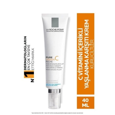 La Roche Posay Redermic Saf C Vitamini Light Kuru Ciltler için Işıltı Veren Yaşlanma Karşıtı Krem 40 ml