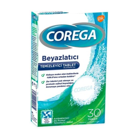 Corega Diş Protezi Temizleyici & Beyazlatıcı Tablet 30 Adet