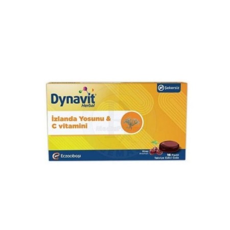 Dynavit Herbal İzlanda Yosunu ve C Vitamini İçerikli 16 Adet Pastil