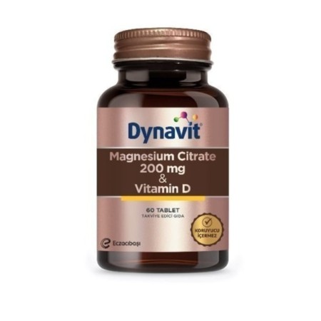 Eczacıbaşı Dynavit Magnesium Citrate 200 mg- Vitamin D Takviye Edici Gıda 60 Tablet