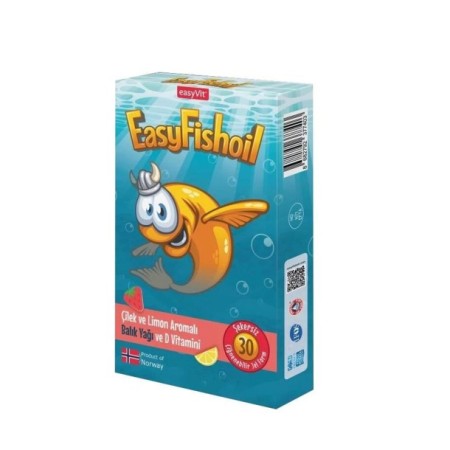 EasyFishoil Çocuk 30 Çiğneme Form Çilek ve Limon Aromalı