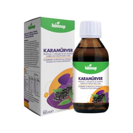 Hünnap Karamürver, Propolis, C Vitamini Ve D3 Vitamini İçeren Sıvı Takviye Edici Gıda 150 ML