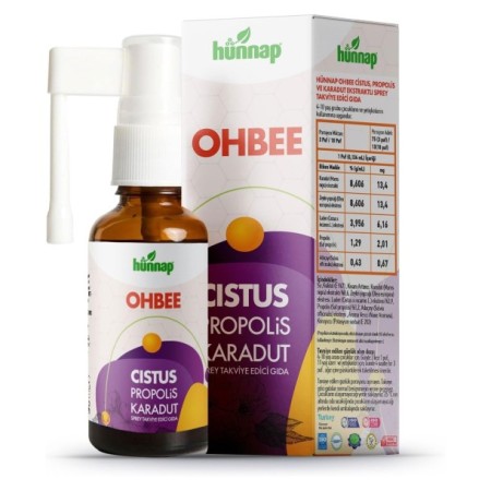 Hünnap Ohbee Cistus, Propolis Ve Karadut Ekstraktlı Sprey Takviye Edici Gıda 30 ML