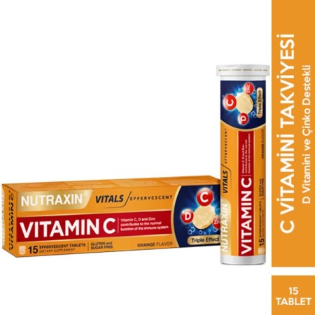 Nutraxin Vitamin C-D-Zinc 15 Efervesan Tablet