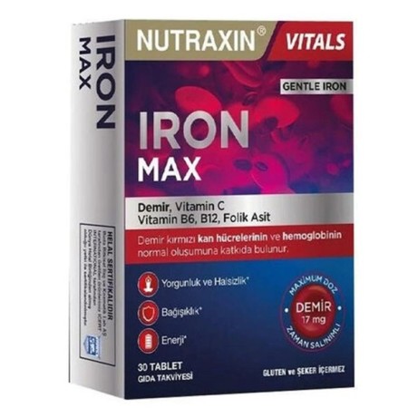Nutraxin Iron Max Takviye Edici Gıda 30 Tablet