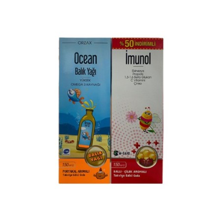 Orzax Ocean Balık Yağı+ Orzax Ocean Imunol Takviye Edici Gıda 150 ml İndirimli