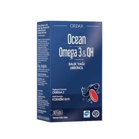 Orzax Ocean Omega 3 & QH Takviye Edici Gıda 30 Kapsül
