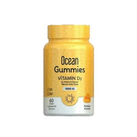 Ocean Gummies Vitamin D3 1000 IU 60 Çiğnenebilir Jel Form