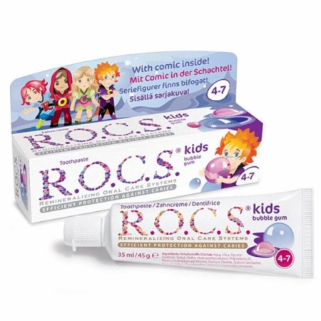 ROCS Kids 4-7 Yaş Meyveli Çocuk Diş Macunu (Balon Sakızı) 35ml.
