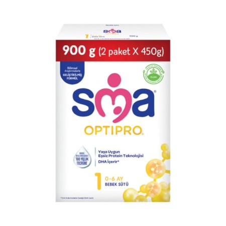 Sma Optipro 1 0-6 Ay Bebek Sütü 900 g (2 Paket x 450 g)
