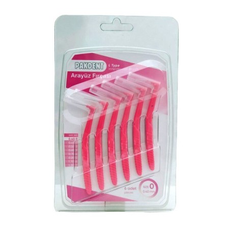 Pakdent L Tipi Arayüz Fırçası - Pembe 0,40 mm