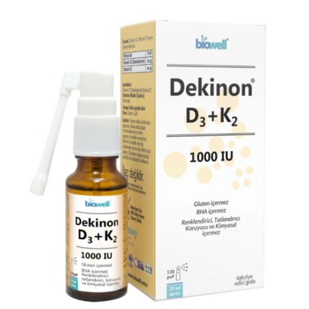 Biowell Dekinon Vitamin D3 K2 1000 IU 20 ml Sprey