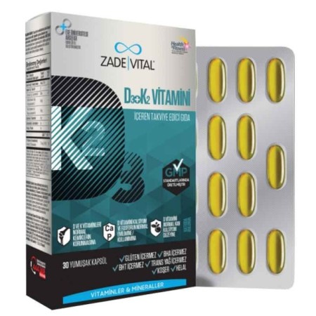 Zade Vital Vitamin D3K2 30 Kapsül