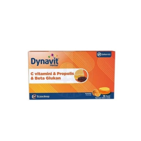 Dynavit Herbal C Vitamini - Propolis ve Beta Glukan İçerikli Pastil 16 Adet