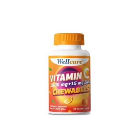 Wellcare Vitamin C 1000 mg Çinko 15 mg 30 Çiğneme Tableti