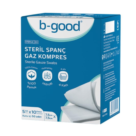 B-Good Steril Spanç Gaz Kompres 7,5*7,5 50'li