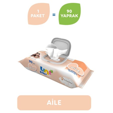 Uni Baby Kapaklı Islak Havlu 90 Yaprak Aile Boyu