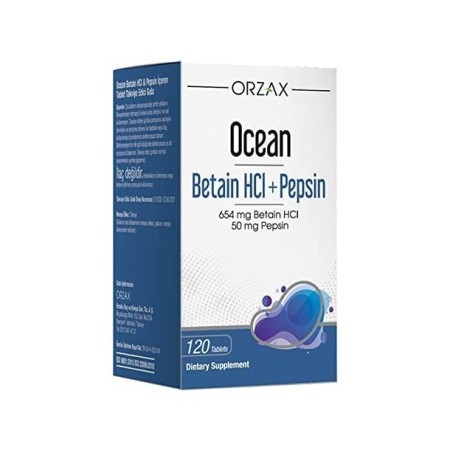 Orzax Ocean Betain HCI+ Pepsin Takviye Edici Gıda 120 Tablet