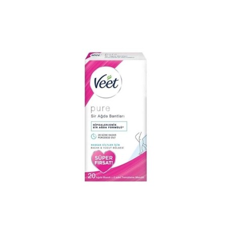 Veet Pure Bacak ve Vücut Bölgesi Sir Ağda Bantları 20 Adet