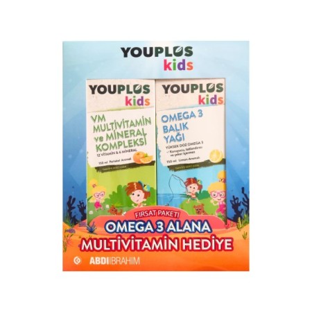 Youplus Kids Omega 3 Balık Yağı 150 ml+ Kids VM 150 ml