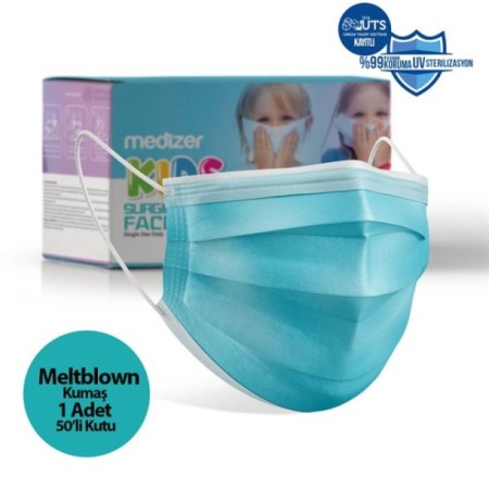  Mınıon Maske 3 Kat Melt Blown Çocuk Maskesi 10'Lu Mavi  