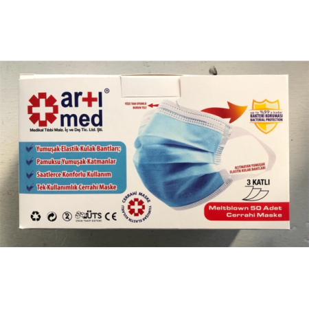  Maske Artimed 3 Katlı Meltblown 10'Lu  
