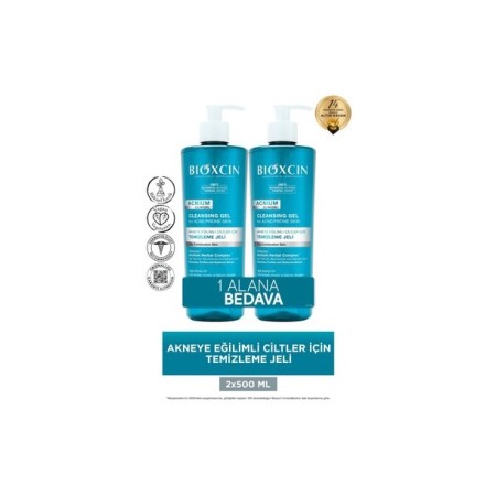Bioxcin Acnium Sebum Dengeleyici Yüz Yıkama Jeli 500 ml + 500 ml Avantaj Paket